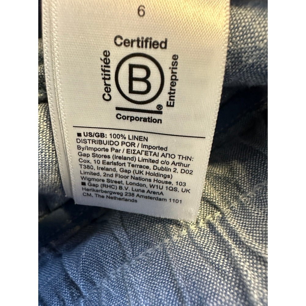 Athleta Cabo 100% Linen Jogger Pants Chambray Blue Resort Beach Zip Pockets 6 - Picture 11 of 16